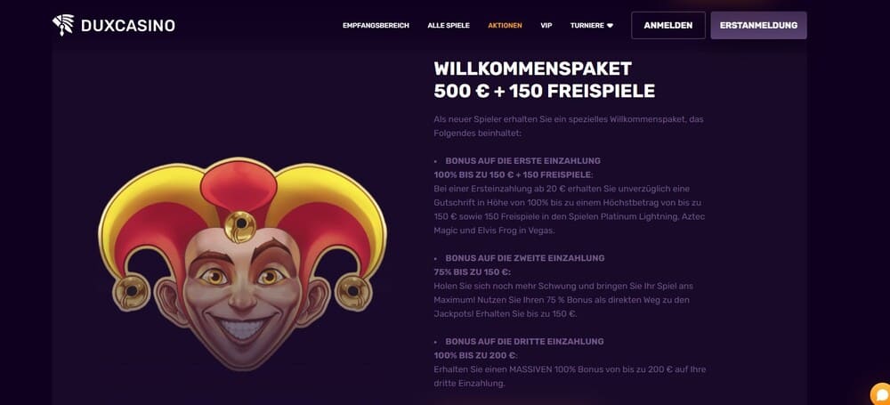 Duxcasino Bonus - Sunmaker Alternativen