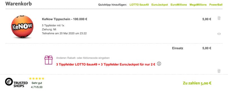 Lottoland – KeNow Tippschein bezahlen