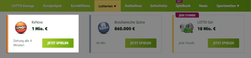 Lottoland – KeNow auswählen