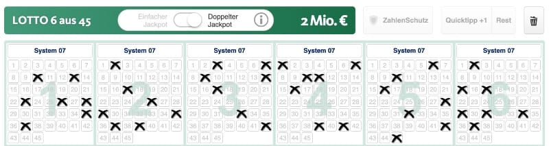 Lotto 6 aus 45 – System 0 – 07