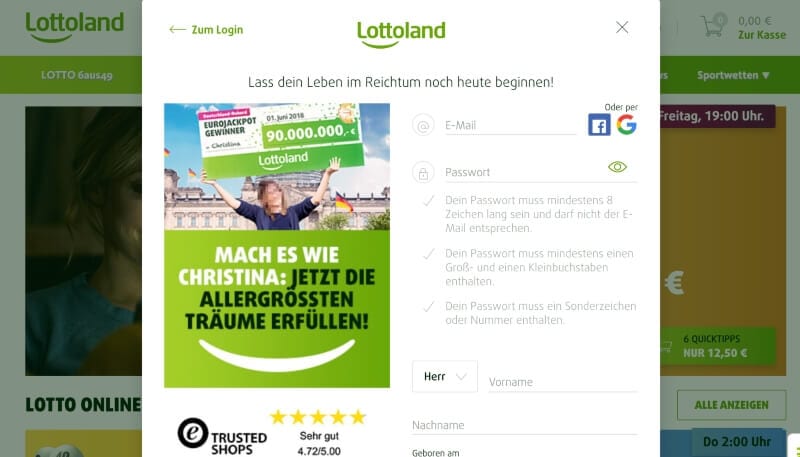 Lottoland – Registrierung