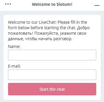 Live-Chat des Slotum Casinos