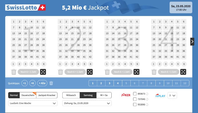 Swiss Lotto Schein bei Lottohelden