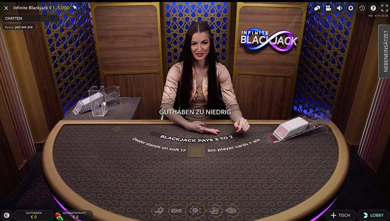 Blackjack-Runde bei Sunny Player