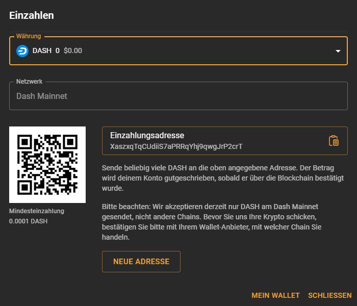 Einzahlung im Cloudbet Casino