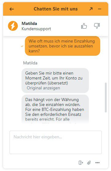 Live-Chat von Cloudbet