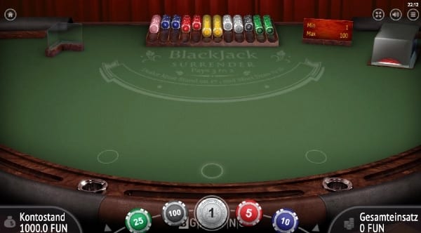 Surrender Blackjack bei Boa Boa