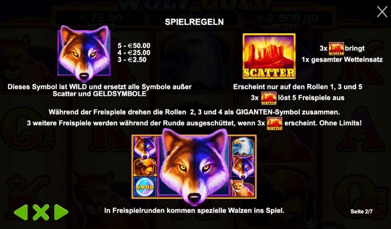 Die Freispiel-Funktion bei Wolf Gold